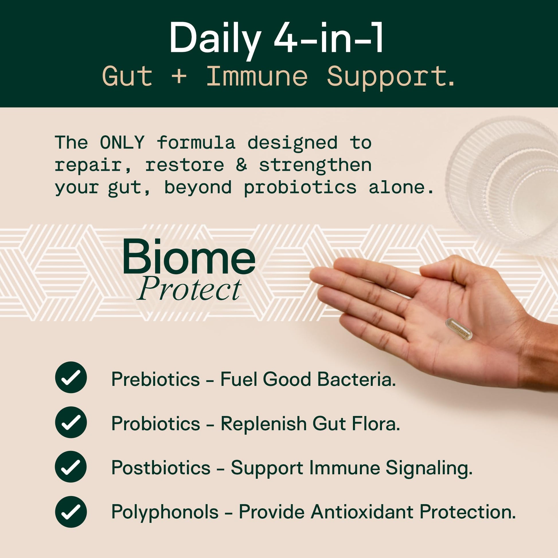 Adapt Naturals 4-in-1 Biome Protect Prebiotics, Probiotics Supplement Postbiotics & Polyphenols for Microbiome, Gut Health & Defense for Women & Men, 30 Day Supply - Maple Wellness Supplements