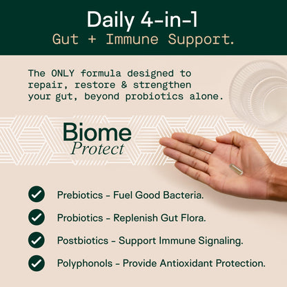 Adapt Naturals 4-in-1 Biome Protect Prebiotics, Probiotics Supplement Postbiotics & Polyphenols for Microbiome, Gut Health & Defense for Women & Men, 30 Day Supply - Maple Wellness Supplements