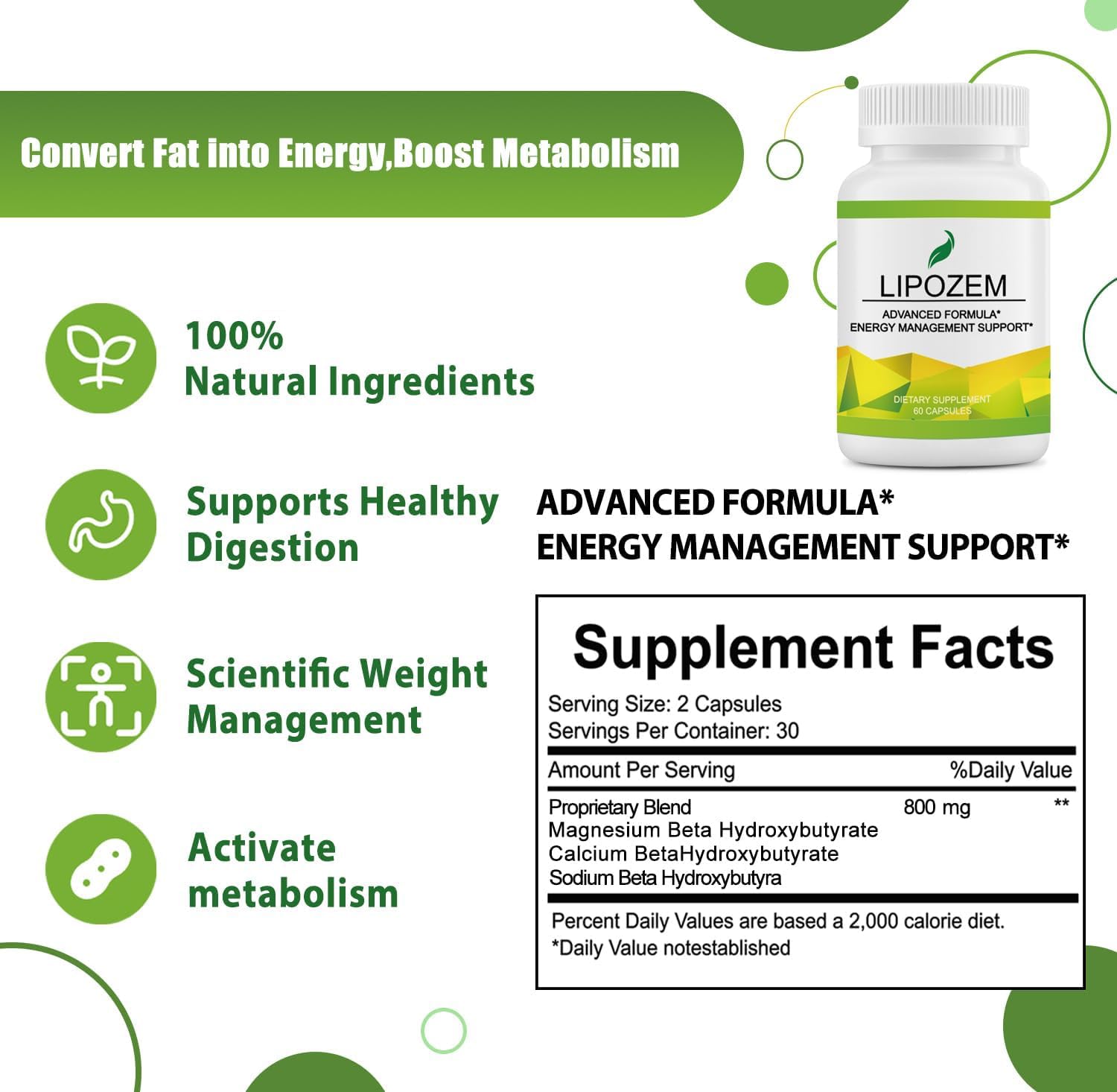 Advanced BHB Supplements, Support Natural Weight Management, Third-Party Tested, Vegan, Gluten Free, Non GMO, 60 Capsules - Maple Wellness Supplements