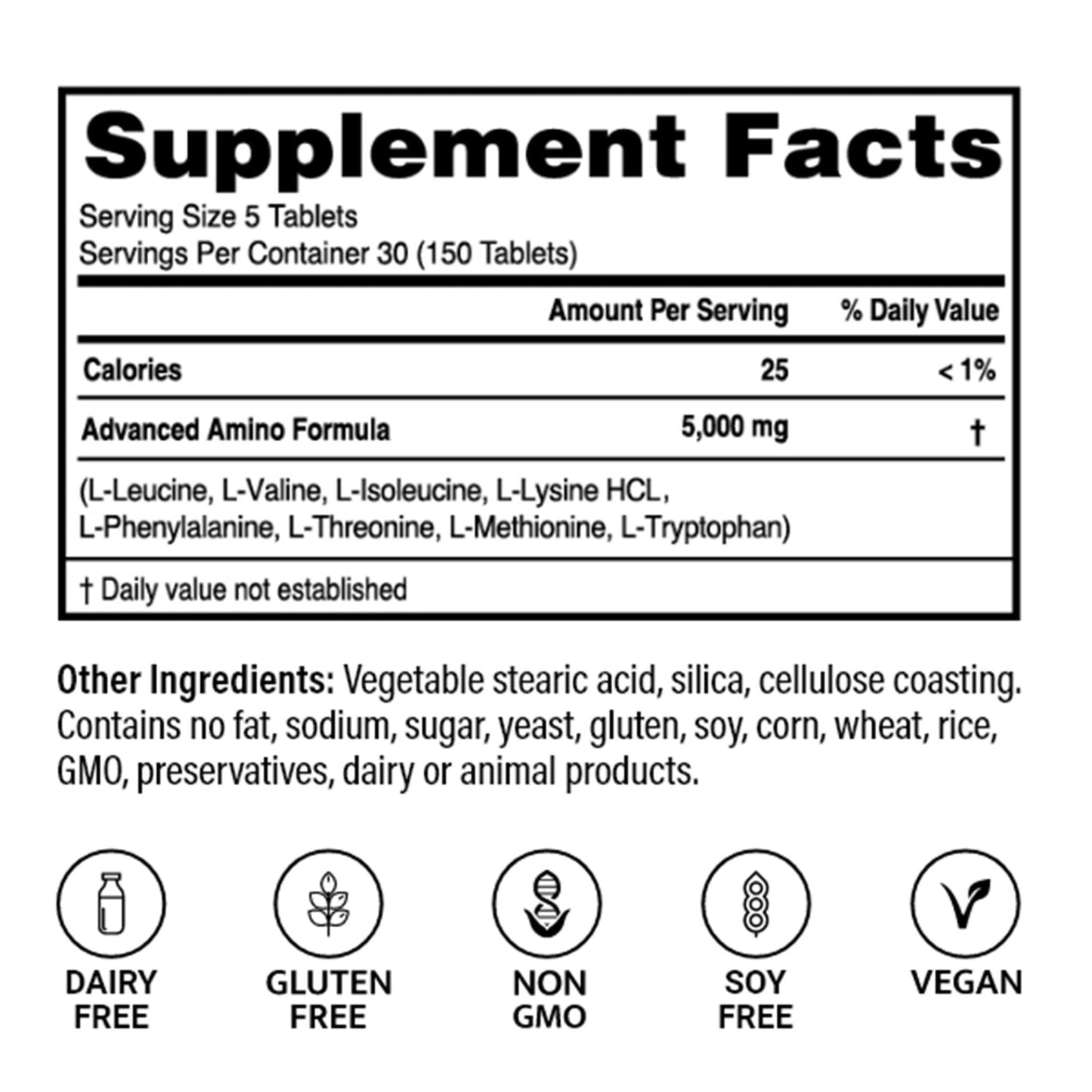 Advanced Bionutritionals – Advanced Amino Formula Tablets, Amino Acid Supplement, Build Muscle, Post Workout Recovery, Energy, Stamina, Non-GMO, - Maple Wellness Supplements