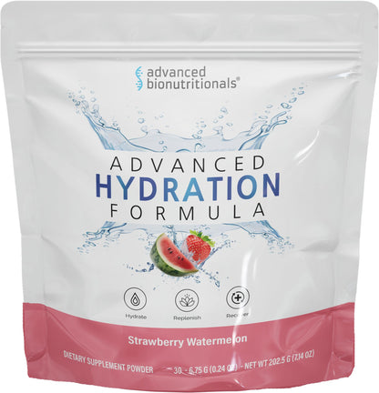 Advanced Bionutritionals Advanced Hydration Formula Electrolyte Drink Mix Powder with ElectroPrime®, L-Taurine, TyroPure™, B-Vitamins, Vitamin C – Strawberry Watermelon – 30 Stick Packs - Maple Wellness Supplements