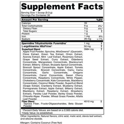 Advanced Bionutritionals Pep Tonic Powdered Superfood Formula 50 Fruits, Vegetables, Herbs, and Superfoods - Vegan, Vegetarian - 9.84 OZ - 279 g - Maple Wellness Supplements