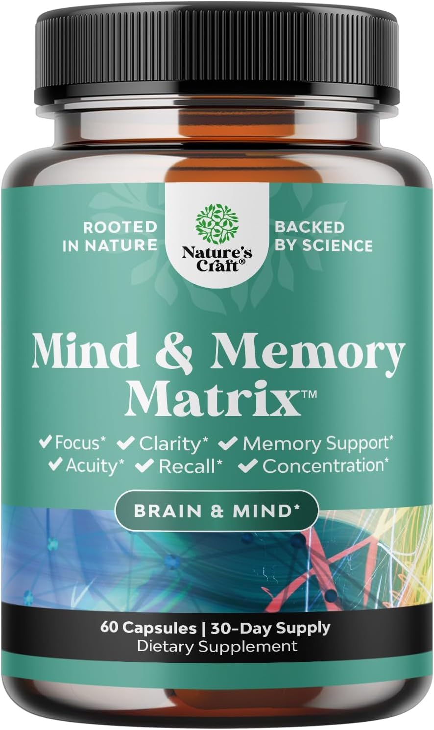 Advanced Brain Supplement for Memory and Focus - Nootropics Brain Support Supplement with Memory and Focus Vitamins for Adults of All Ages - for Brain Fog Clarity Energy and Recall - 60 Count - Maple Wellness Supplements