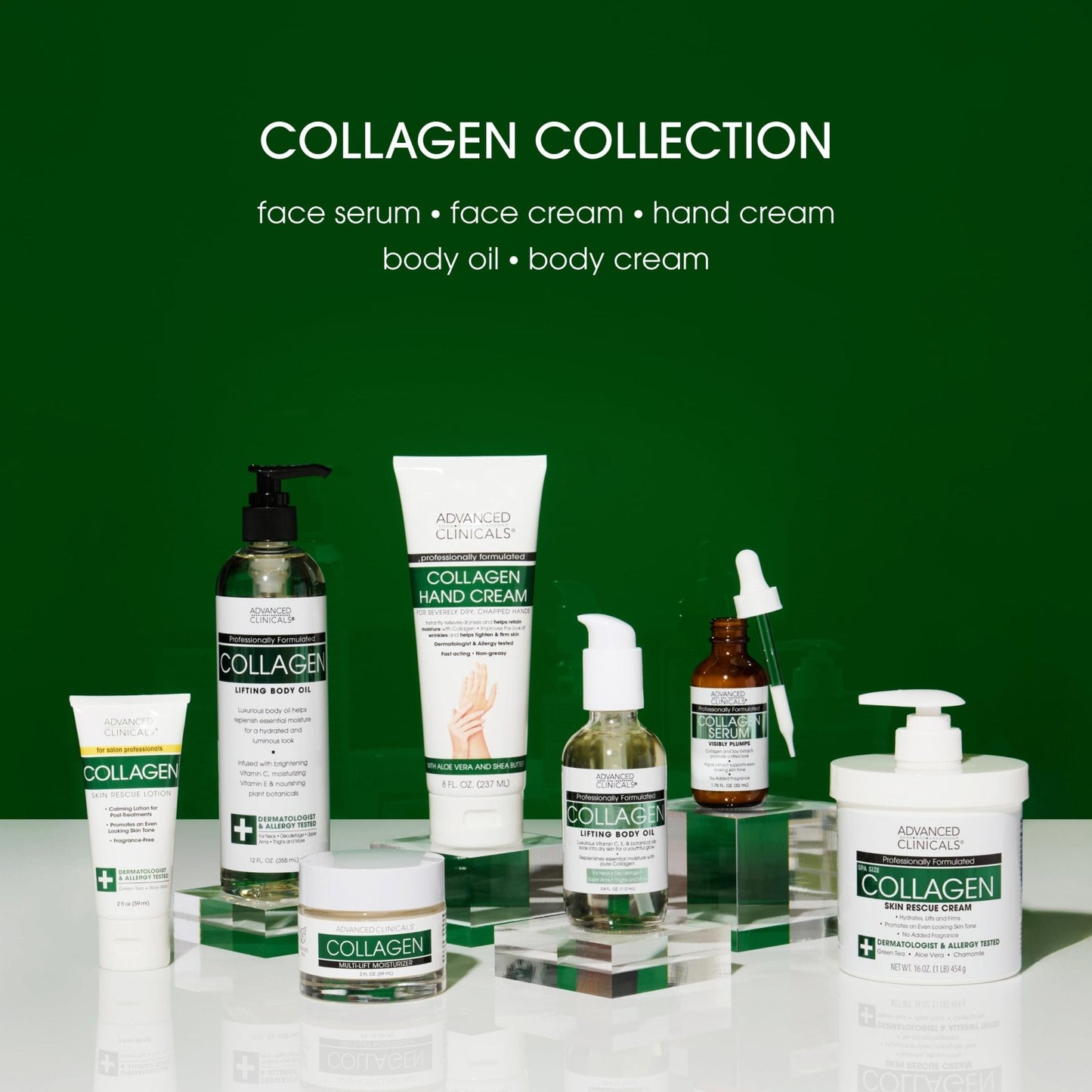 Advanced Clinicals Collagen Cream Body Lotion & Face Moisturizer W/Vitamin E | Skincare Moisturizing Collagen Lotion For Women, Men, Hand, & Neck Improves Look Of Crepey Skin & Uneven Dry Skin, 2pc - Maple Wellness Supplements
