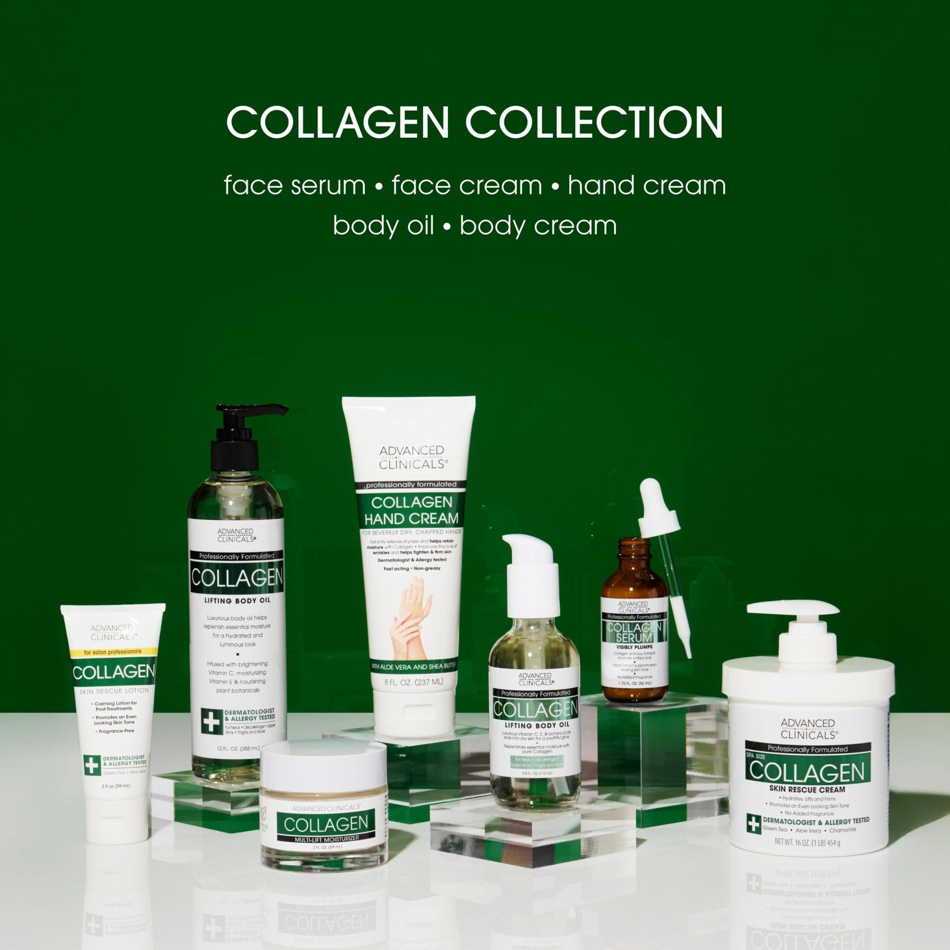 Advanced Clinicals Collagen Cream Body Lotion & Face Moisturizer W/Vitamin E | Skincare Moisturizing Collagen Lotion For Women, Men, Hand, & Neck Improves Look Of Crepey Skin & Uneven Dry Skin, 2pc - Maple Wellness Supplements