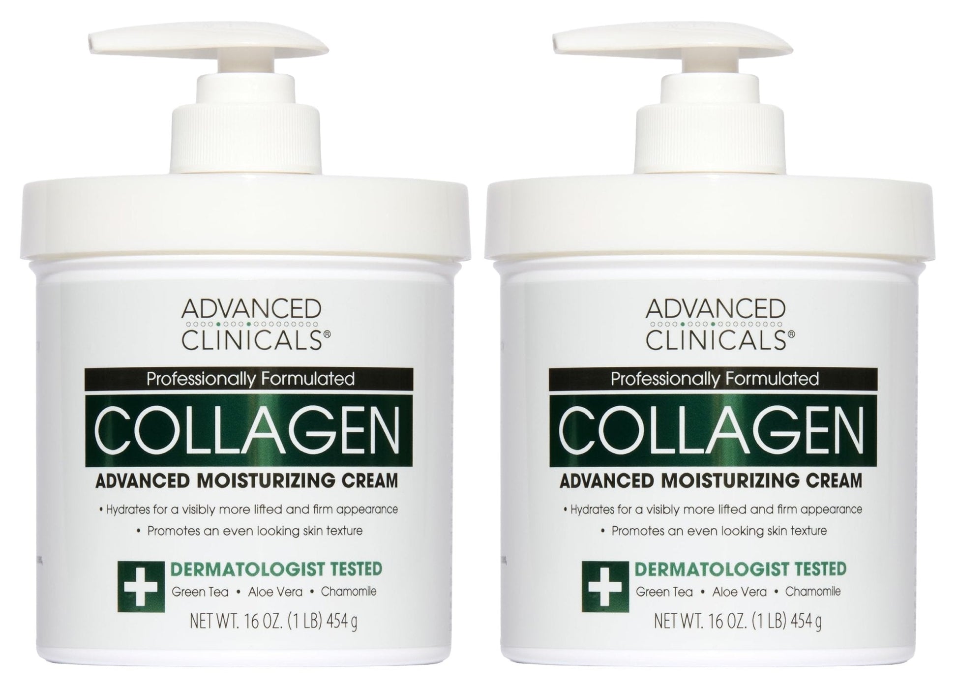 Advanced Clinicals Collagen Cream Body Lotion & Face Moisturizer W/Vitamin E | Skincare Moisturizing Collagen Lotion For Women, Men, Hand, & Neck Improves Look Of Crepey Skin & Uneven Dry Skin, 2pc - Maple Wellness Supplements