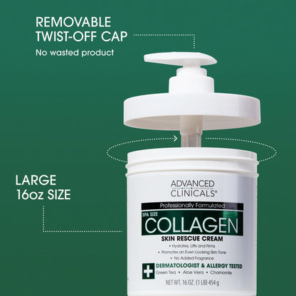 Advanced Clinicals Collagen Cream Body Lotion & Face Moisturizer W/Vitamin E | Skincare Moisturizing Collagen Lotion For Women, Men, Hand, & Neck Improves Look Of Crepey Skin & Uneven Dry Skin, 2pc - Maple Wellness Supplements