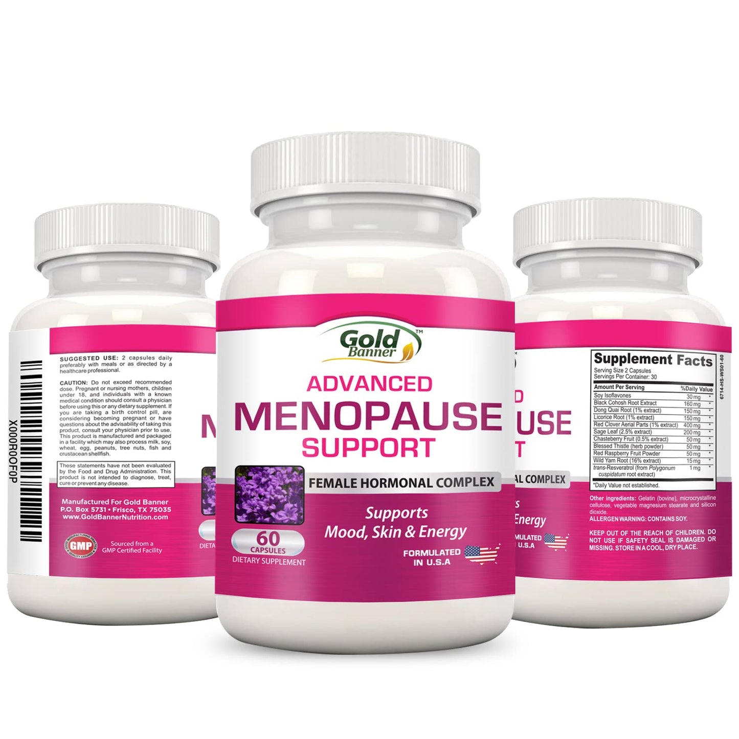 Advanced Menopause Support - Natural Female Hormonal Complex for Hot Flashes, Mood Swings & Vaginal Dryness - Black Cohosh, Soy Isoflavones & Herbal Extract Formula - Does Not Include Hormones - Maple Wellness Supplements