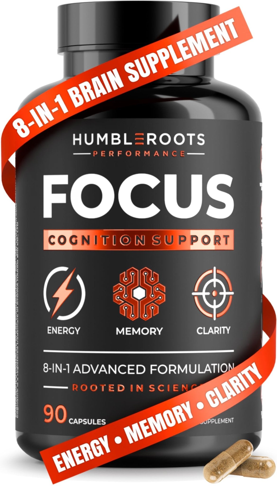 Advanced Nootropic Brain Supplement for Energy, Memory, & Focus | Lion's Mane, Caffeine, L-Theanine, and 5 Additional All-Natural Ingredients to Improve Cognitive Health (90 Capsules) - Maple Wellness Supplements
