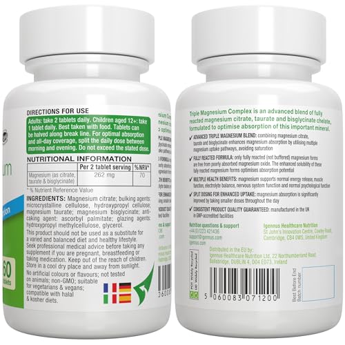 Advanced Triple Magnesium Complex, 2000mg Glycinate, Citrate & Taurate, Clean Label - Maple Wellness Supplements
