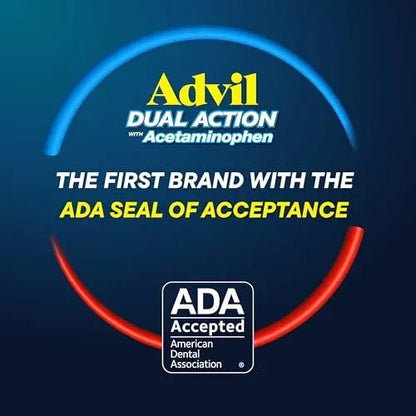 Advil Dual Action Coated Caplets with Acetaminophen, 250 Mg Ibuprofen and 500 Mg Acetaminophen Per Dose (2 Dose Equivalent) for 8 Hour Pain Relief - 72 Count - Maple Wellness Supplements