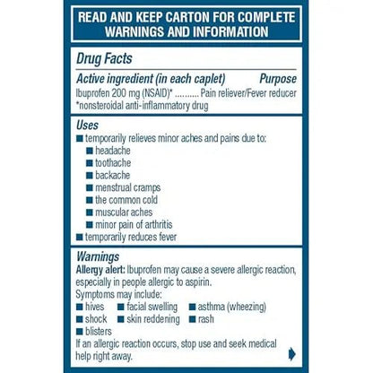 Advil Ibuprofen Coated Caplets Pain Reliever and Fever Reducer 200 Milligram 24Ct - Maple Wellness Supplements