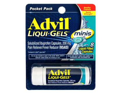 Advil Liqui-Gels minis 200mg Ibuprofen Pain Reliever Capsules and TUMS Fruit Antacid Chewable Tablets Heartburn Relief - Maple Wellness Supplements