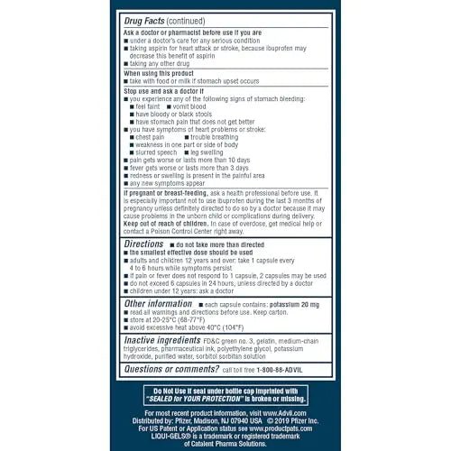 Advil Liqui-Gels Minis Pain Reliever and Fever Reducer, Pain Medicine for Adults with Ibuprofen 200mg for Pain Relief - 160 Liquid Filled Capsules - Maple Wellness Supplements