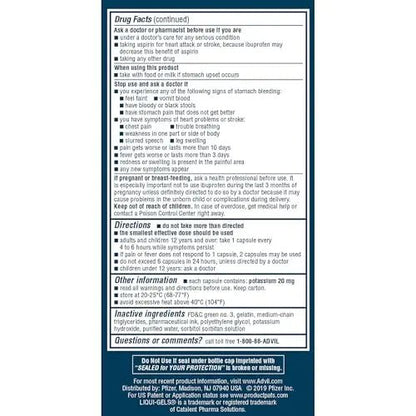 Advil Liqui-Gels Minis Pain Reliever and Fever Reducer, Pain Medicine for Adults with Ibuprofen 200mg for Pain Relief - 160 Liquid Filled Capsules - Maple Wellness Supplements