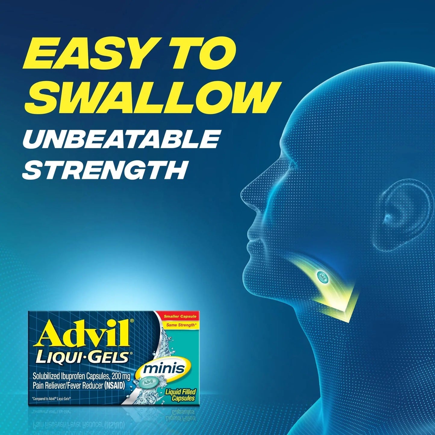 Advil Liqui-Gels minis Pain Reliever and Fever Reducer, Pain Medicine for Adults with Ibuprofen 200mg for Pain Relief - 200 Liquid Filled Capsules - Maple Wellness Supplements
