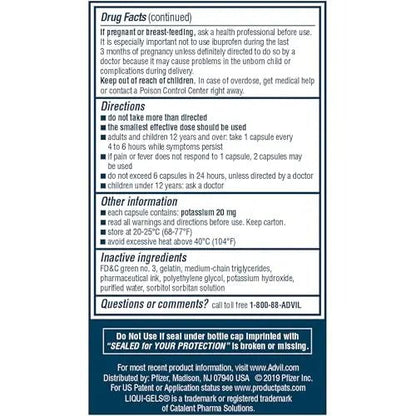 Advil Liqui-Gels Minis Pain Reliever and Fever Reducer, Pain Medicine for Adults with Ibuprofen 200mg for Pain Relief - 80 Liquid Filled Capsules - Maple Wellness Supplements