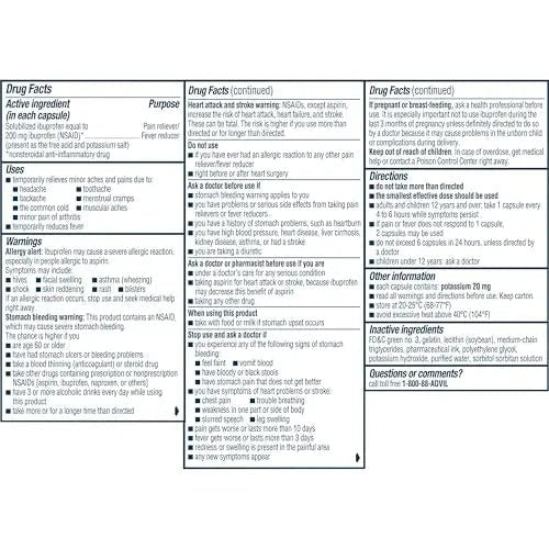 Advil Liqui-Gels Pain Reliever And Fever Reducer, Pain Medicine For Adults With Ibuprofen 200mg For Headache, Backache, Menstrual Pain And Joint Pain Relief - 40 Liquid Filled Capsules - Maple Wellness Supplements