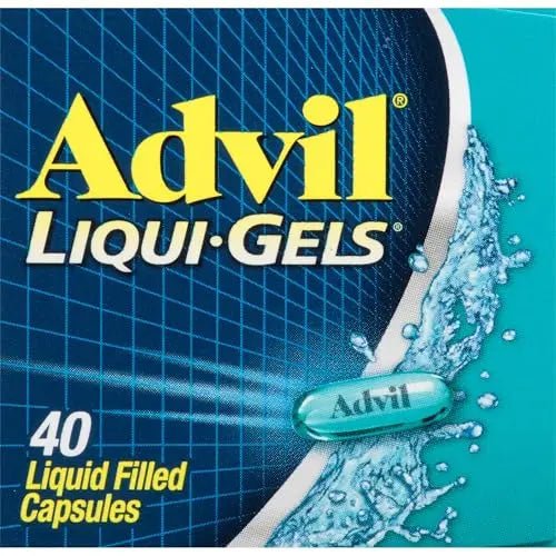 Advil Liqui-Gels Pain Reliever And Fever Reducer, Pain Medicine For Adults With Ibuprofen 200mg For Headache, Backache, Menstrual Pain And Joint Pain Relief - 40 Liquid Filled Capsules - Maple Wellness Supplements