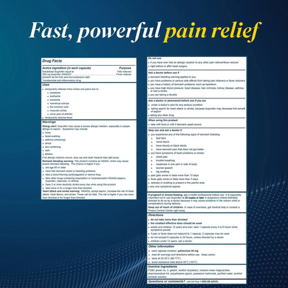 Advil Liqui-Gels Pain Reliever and Fever Reducer, Pain Medicine for Adults with Ibuprofen 200mg for Headache, Backache, Menstrual Pain and Joint Pain Relief - 50x2 Liquid Filled Capsules - Maple Wellness Supplements