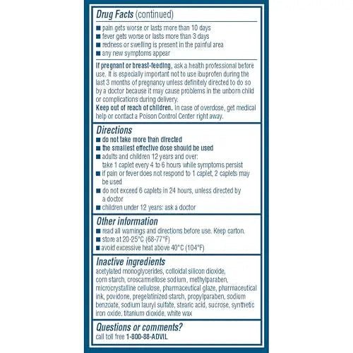 Advil Pain Reliever and Fever Reducer, Pain Relief Medicine with Ibuprofen 200mg for Headache, Backache, Menstrual Pain and Joint Pain Relief - 100 Coated Caplets - Maple Wellness Supplements