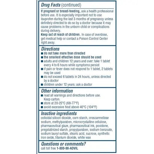 Advil Pain Reliever and Fever Reducer, Pain Relief Medicine with Ibuprofen 200mg for Headache, Backache, Menstrual Pain and Joint Pain Relief - 100 Coated Tablets - Maple Wellness Supplements