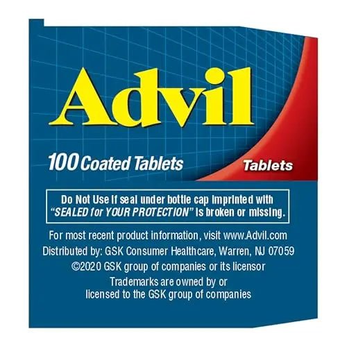 Advil Pain Reliever and Fever Reducer, Pain Relief Medicine with Ibuprofen 200mg for Headache, Backache, Menstrual Pain and Joint Pain Relief - 100 Coated Tablets - Maple Wellness Supplements