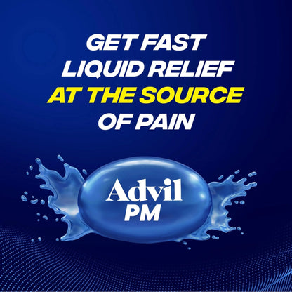 Advil PM Liqui-Gels Pain Reliever and Nighttime Sleep Aid, Pain Medicine with Ibuprofen for Pain Relief and Diphenhydramine HCL for a Sleep Aid - 2x80 Liquid Filled Capsules - Maple Wellness Supplements