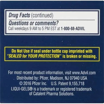 Advil PM Liqui-Gels Pain Reliever and Nighttime Sleep Aid, Pain Medicine with Ibuprofen for Pain Relief and Diphenhydramine HCL for a Sleep Aid - 40 Liquid Filled Capsules - Back to College - Maple Wellness Supplements