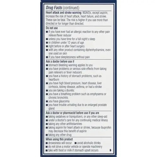 Advil PM Liqui-Gels Pain Reliever and Nighttime Sleep Aid, Pain Medicine with Ibuprofen for Pain Relief and Diphenhydramine HCL for a Sleep Aid - 40 Liquid Filled Capsules - Back to College - Maple Wellness Supplements
