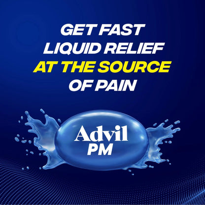 Advil PM Liqui-Gels Pain Reliever and Nighttime Sleep Aid, Pain Medicine with Ibuprofen for Pain Relief and Diphenhydramine HCL for a Sleep Aid - 40 Liquid Filled Capsules - Back to College - Maple Wellness Supplements