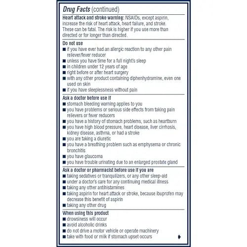 Advil PM Liqui-Gels Pain Reliever and Nighttime Sleep Aid, Pain Medicine with Ibuprofen for Pain Relief and Diphenhydramine HCL for a Sleep Aid - 80 Liquid Filled Capsules - Back to College - Maple Wellness Supplements