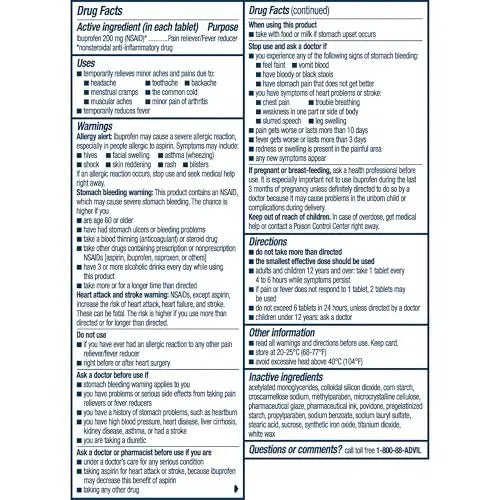 Advil PM Pain Reliever and Nighttime Sleep Aid, Ibuprofen for Pain Relief and Diphenhydramine Citrate for a Sleep Aid - 120 Coated Caplets and Pain Reliever and Fever Reducer, 10 Count Tablets - Maple Wellness Supplements