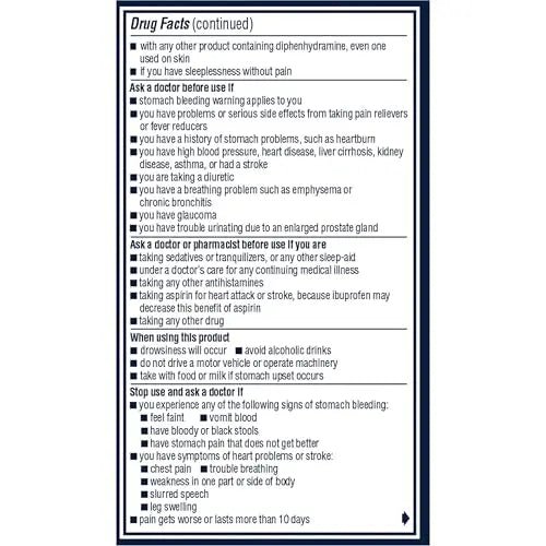 Advil PM Pain Reliever and Nighttime Sleep Aid, Ibuprofen for Pain Relief and Diphenhydramine Citrate for a Sleep Aid - 120 Coated Caplets and Pain Reliever and Fever Reducer, 10 Count Tablets - Maple Wellness Supplements