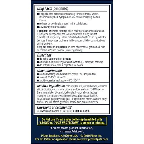 Advil PM Pain Reliever and Nighttime Sleep Aid, Ibuprofen for Pain Relief and Diphenhydramine Citrate for a Sleep Aid - 120 Coated Caplets and Pain Reliever and Fever Reducer, 10 Count Tablets - Maple Wellness Supplements