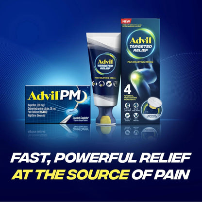 Advil PM Pain Reliever And Nighttime Sleep Aid, Pain Medicine With Ibuprofen For Pain Relief And Diphenhydramine Citrate For A Sleep Aid - 120 Coated Caplets - Maple Wellness Supplements