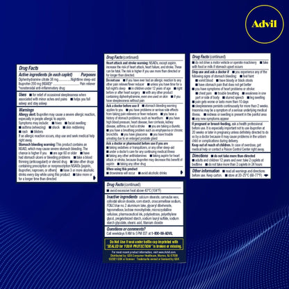 Advil PM Pain Reliever and Nighttime Sleep Aid, Pain Medicine with Ibuprofen for Pain Relief and Diphenhydramine Citrate for A Sleep Aid - 120 Coated Caplets (Pack of 2) - Maple Wellness Supplements