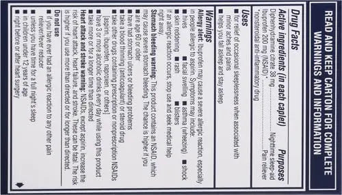 Advil PM Pain Reliever and Nighttime Sleep Aid, Pain Medicine with Ibuprofen for Pain Relief and Diphenhydramine Citrate for A Sleep Aid - 120 Coated Caplets (Pack of 2) - Maple Wellness Supplements
