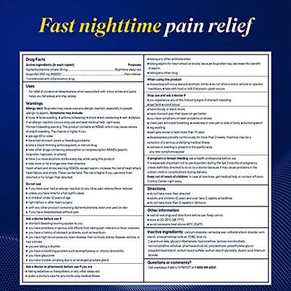 Advil PM Pain Reliever and Nighttime Sleep Aid, Pain Medicine with Ibuprofen for Pain Relief and Diphenhydramine Citrate for A Sleep Aid - 120 Coated Caplets (Pack of 2) - Maple Wellness Supplements