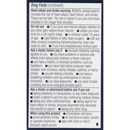 Advil PM Pain Reliever and Nighttime Sleep Aid, Pain Medicine with Ibuprofen for Pain Relief and Diphenhydramine Citrate for a Sleep Aid - 40 Coated Caplets - Maple Wellness Supplements