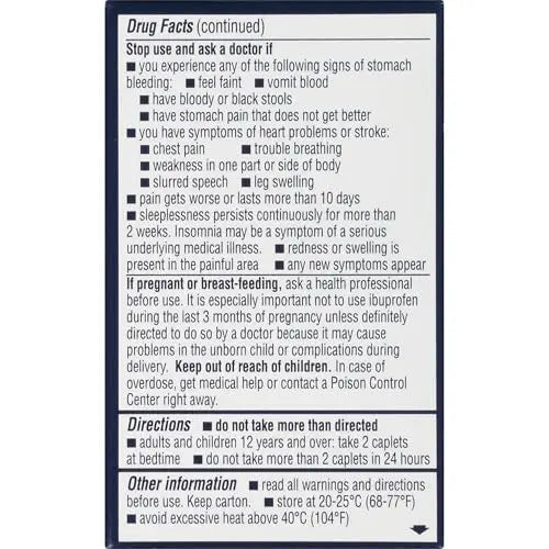 Advil PM Pain Reliever and Nighttime Sleep Aid, Pain Medicine with Ibuprofen for Pain Relief and Diphenhydramine Citrate for a Sleep Aid - 40 Coated Caplets - Maple Wellness Supplements