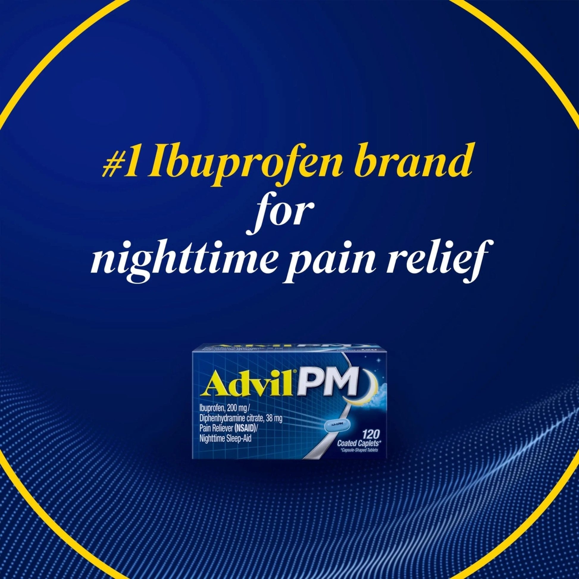 Advil PM Pain Reliever and Nighttime Sleep Aid, Pain Medicine with Ibuprofen for Pain Relief and Diphenhydramine Citrate for a Sleep Aid - 40 Coated Caplets - Maple Wellness Supplements