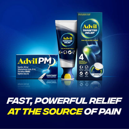 Advil PM Pain Reliever and Nighttime Sleep Aid, Pain Medicine with Ibuprofen for Pain Relief and Diphenhydramine Citrate for a Sleep Aid - 50x2 Coated Caplets - Maple Wellness Supplements