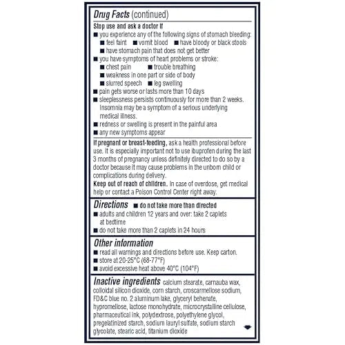 Advil PM Pain Reliever and Nighttime Sleep Aid, Pain Medicine with Ibuprofen for Pain Relief and Diphenhydramine Citrate for a Sleep Aid - 80 Coated Caplets - Maple Wellness Supplements