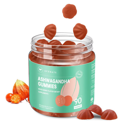 AFXMATE Ashwagandha Gummies for Women Sugar Free, Men's Ashwagandha Supplement Gummy with Vitamin D Magnesium Vegan (90 Counts) - Maple Wellness Supplements