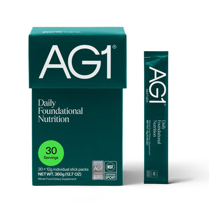 AG1 Multivitamin for Men & Women, Greens Powder Supplement, Probiotic, Gluten Free, Vegan, Keto | 75 Vitamins | Improve Gut Health | (Athletic Greens) Travel Packs 30ct, No Shaker, Classic Formula - Maple Wellness Supplements