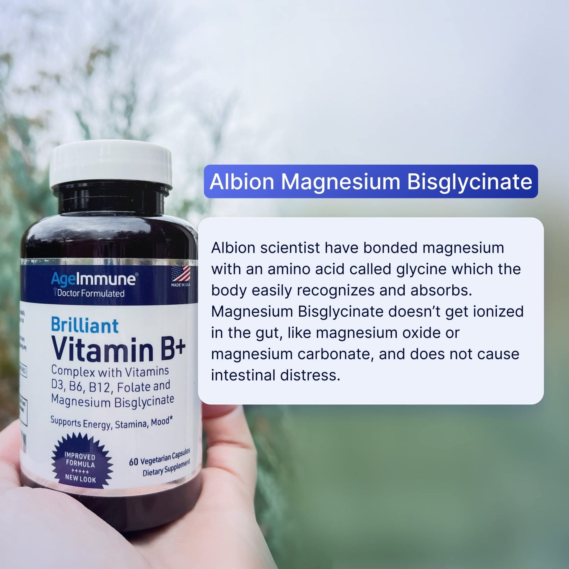 AgeImmune Vitamin B Complex with Vitamin D3 B12 B6 Magnesium Bisglycinate and Folate as Methylfolate - Doctor Formulated Methylated B Complex Supplement - Maple Wellness Supplements