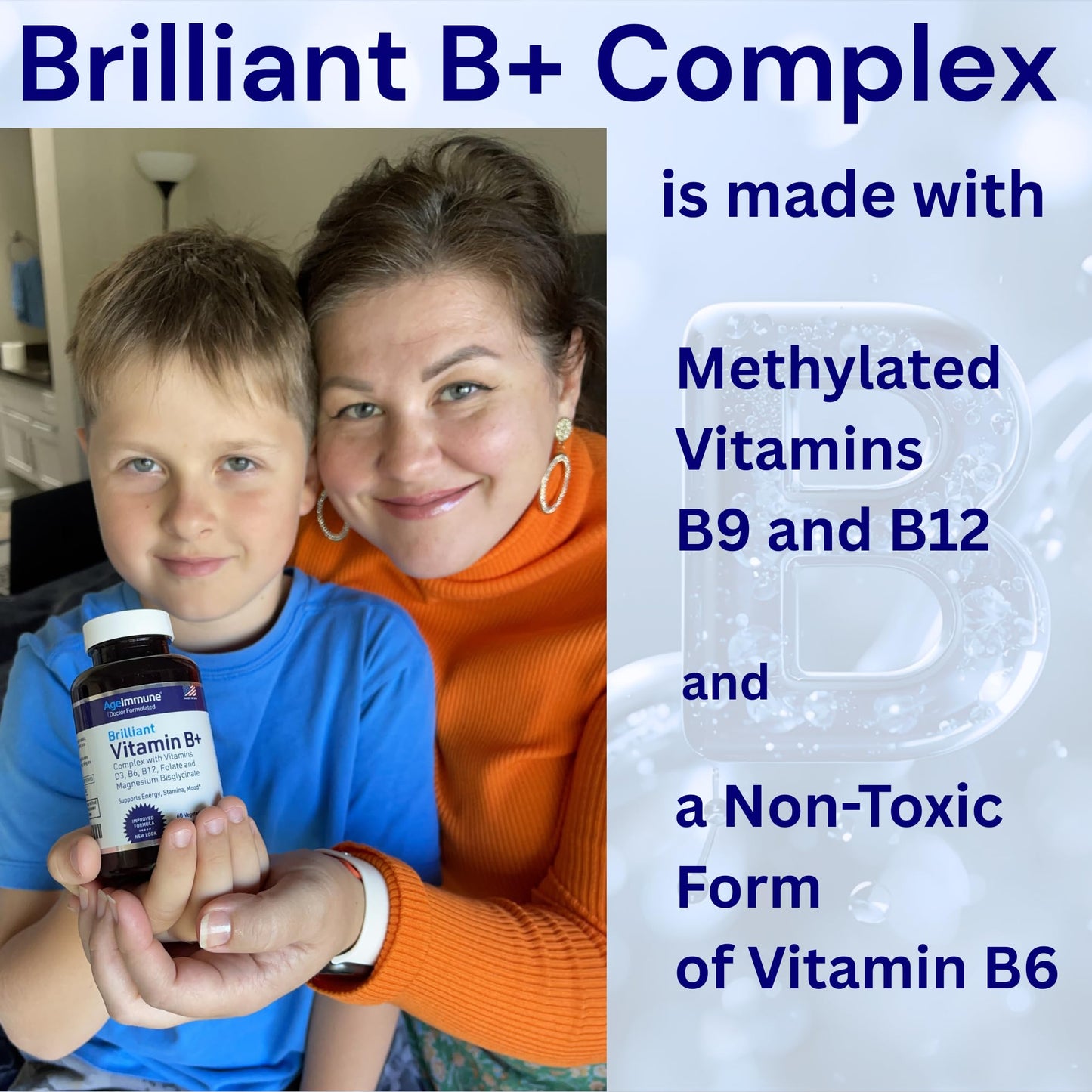 AgeImmune Vitamin B Complex with Vitamin D3 B12 B6 Magnesium Bisglycinate and Folate as Methylfolate - Doctor Formulated Methylated B Complex Supplement - Maple Wellness Supplements