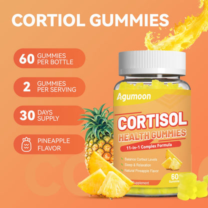 Agumoon Cortisol Gummies for Women, Cortisol Supplements with Ashwagandha, Magnesium, L-theanine, for Relaxation and Mood Support - 120 Gummies - Maple Wellness Supplements