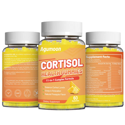 Agumoon Cortisol Gummies for Women, Cortisol Supplements with Ashwagandha, Magnesium, L-theanine, for Relaxation and Mood Support - 120 Gummies - Maple Wellness Supplements